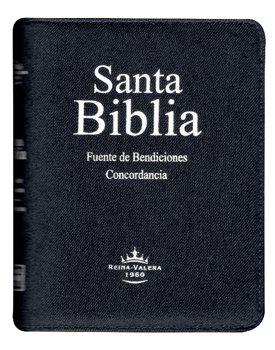 Biblia Fuente de Bendiciones Reina Valera 1960 Chica Letra Mediana Mezclilla Verde