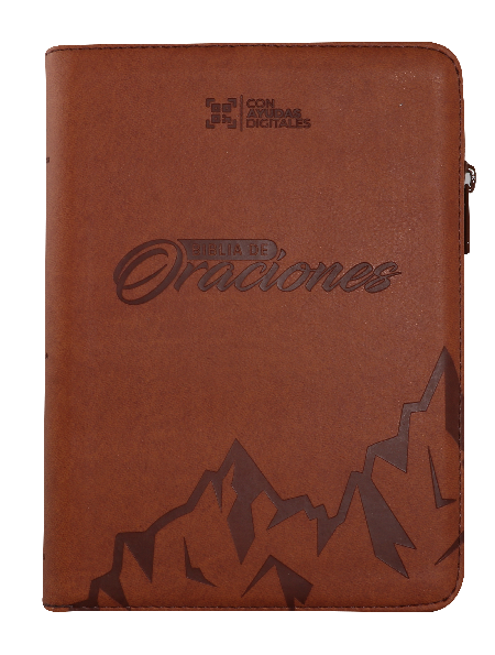 Biblia de Estudio Oraciones Reina Valera 1960 Mediana Letra Grande Imitación Piel Café Código QR