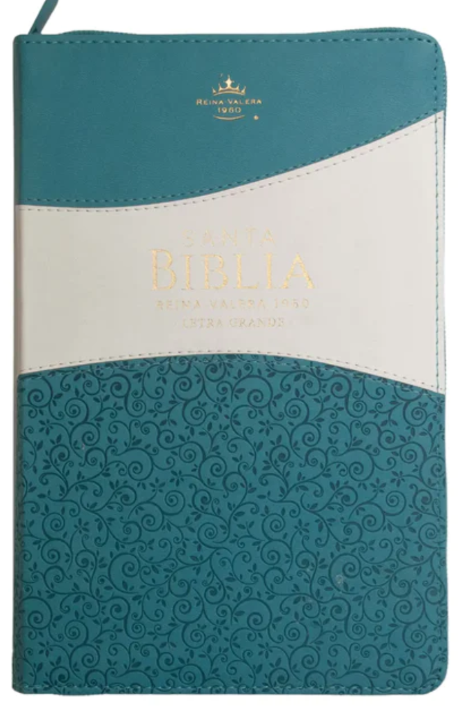 BIBLIA RV1960 CLASICA BITONO TURQUE/BLANCO S/ cierre