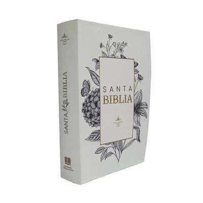 Biblia Reina Valera 1960 Mediana Letra Grande Tapa dura Blanco flores QR