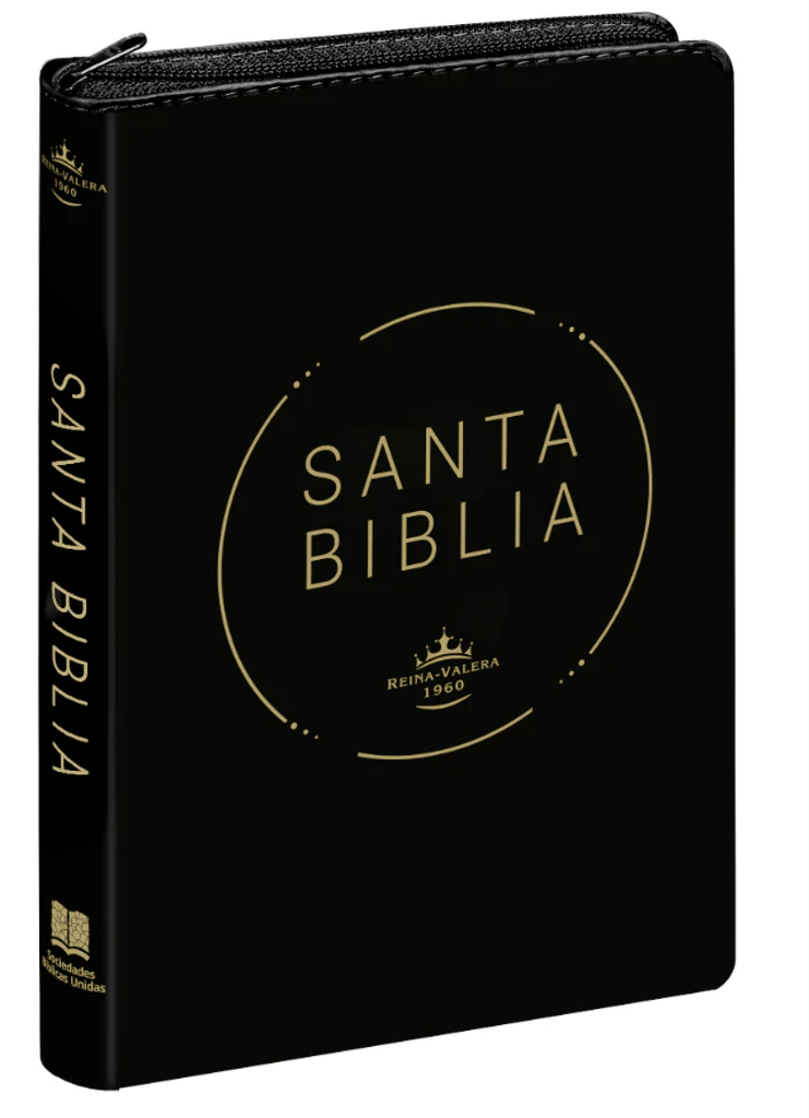 Biblia Reina Valera 1960 Mediana Letra Grande Vinil Negro con cierre