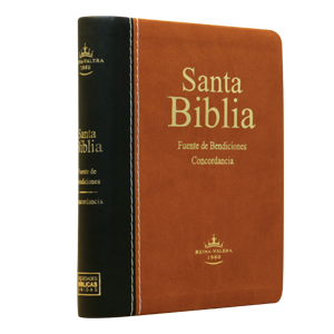 Biblia Fuente de Bendiciones Reina Valera 1960 Chica Letra Mediana Imitación Piel Marrón/Negro