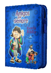 [SBM5664] Biblia Infantil Amigos por Siempre Reina Valera 1960 Tamaño Bolsillo Letra Mediana Vinil Azul