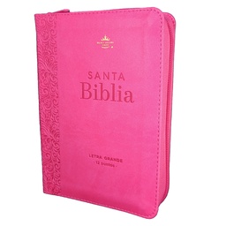 [MTH6949] Biblia con Cierre Portátil 12 puntos RV1960, imit piel fucsia floral